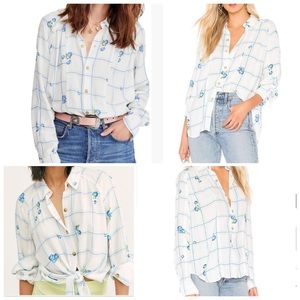 Free People Window To My Heart Long Sleeve Floral Button Down Shirt. Size S